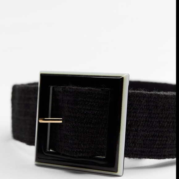 Zara black jute belt squared acetate buckle - Picture 4 of 5